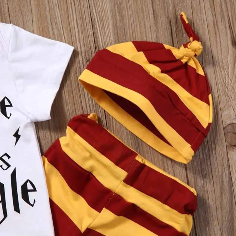 Summer Newborn Baby 3-Piece Outfit Set with Stripes