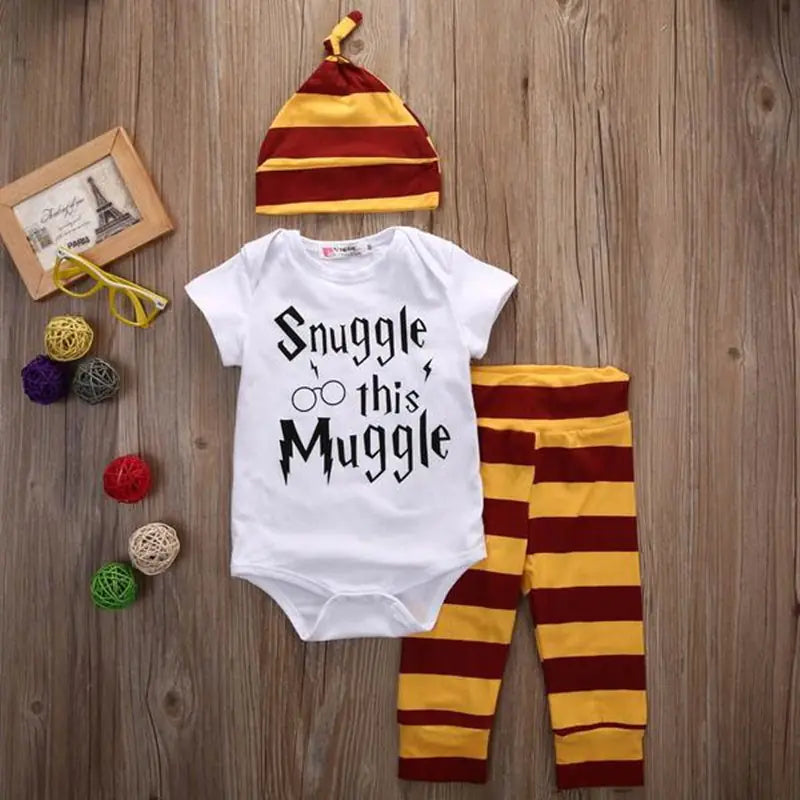 Summer Newborn Baby 3-Piece Outfit Set with Stripes