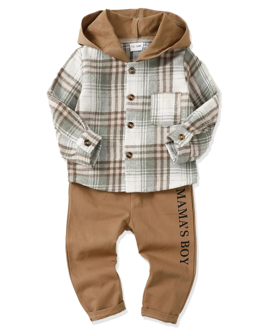 Renotemy 4T 5T Boys Clothes Fall Winter Hoodie For Toddler Boys Flannel Plaid Mama’s Boy Casual Sweatsuit boys Clothes Size 4T 5T Little Boys Clothes 4T 5T Jacket Sweatshirt