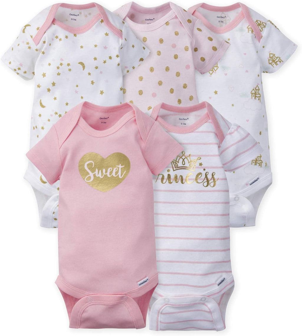 Baby-Girls 5-Pack Short Sleeve Variety Onesies Bodysuits