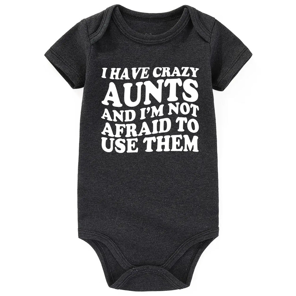 I Have Crazy Aunts Best Auntie baby clothes boy girl Aunties Bestie Baby Clothes Girl Outfits Baby Bodysuits Gifts Gray 3-6 months