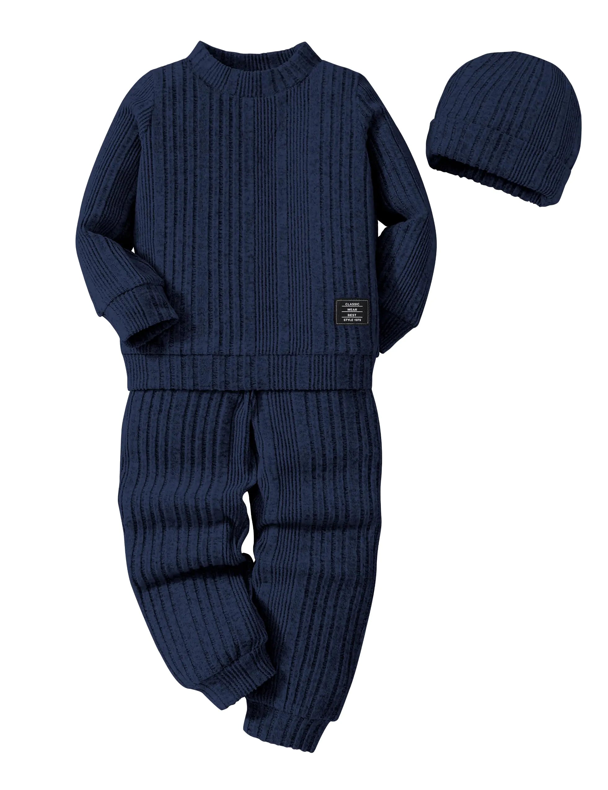 Toddler Boy Clothes 3t Boy Clothes 4t Boys Clothes 4t Size 4t Toddler Clothes for Boys 3t Outfits Solid Ribbed Pullover 3 Piece Pant Sets Toddler Boy Outfits Fall Winter Blue