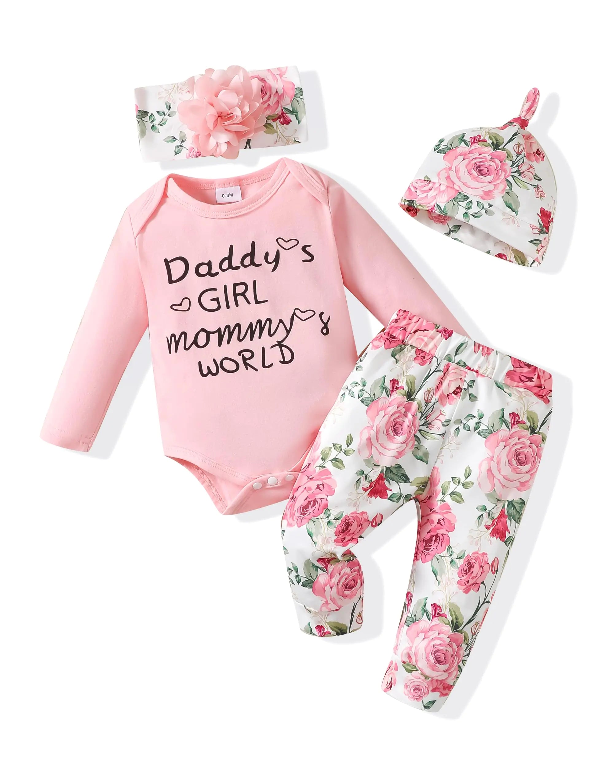 Newborn Girl Clothes Outfits Gifts Long Sleeve Tops + Floral Pants Sets Spring Fall Winter Baby Girl Clothes 3-6 Months Pink Floral